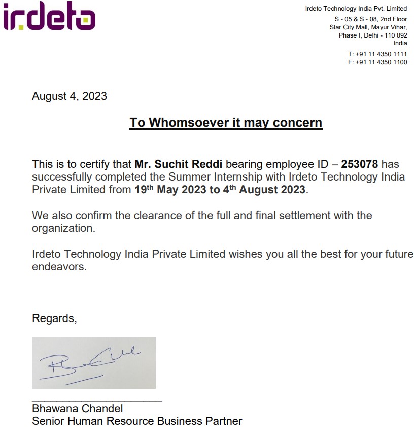 image of Irdeto certificate